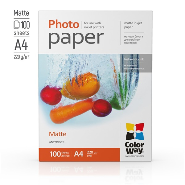 Fotopapír ColorWay matný 220 g/m², A4, 100 ark (PM220100A4)