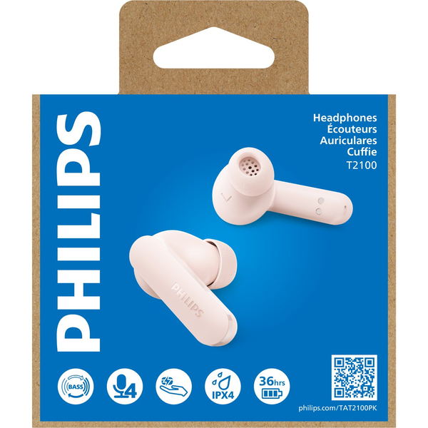 Philips TAT2100 Headset True Wireless Stereo (TWS) I ørerne Opkald/musik Bluetooth Lyserød