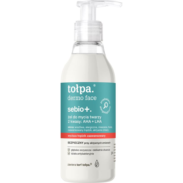 Tołpa Żel do mycia twarzy Sebio+ 2 kwasy: AHA + LHA 195ml