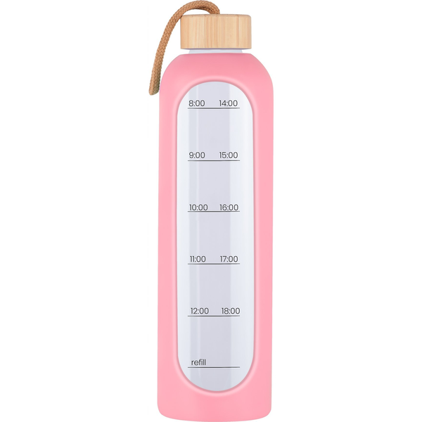 KiCA Hydro Glass kulacs üvegpalack 1000 ml - rózsaszín