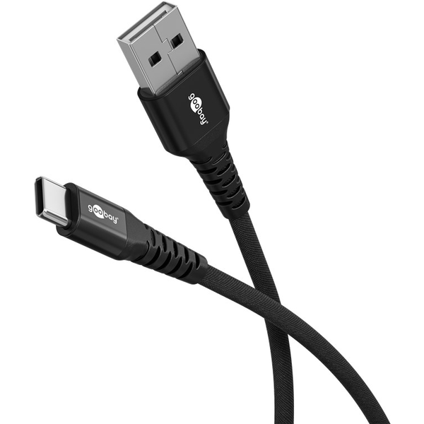 Goobay 74526 USB-A apa - USB-C apa 2.0 Adat és töltőkábel 1m - Fekete