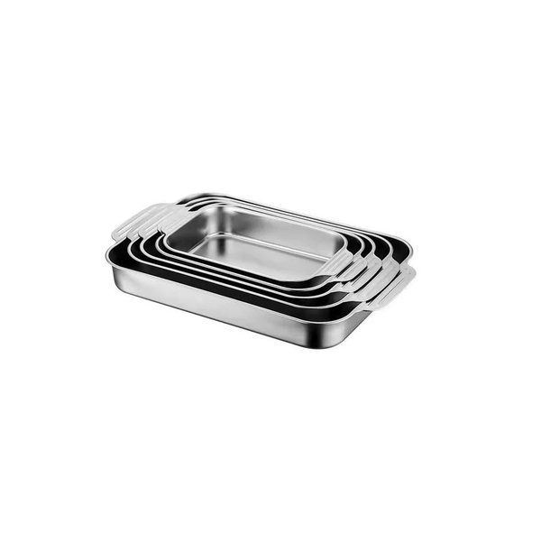 TOO KT-300 Praktikus rozsdamentes acél tálca fogóval 36.5 x 22 x 8 cm