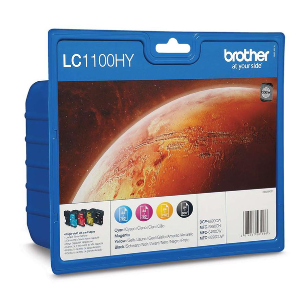 Brother LC1100HYVALBP blækpatron 4 stk Original Sort, Blå, Magenta, Gul