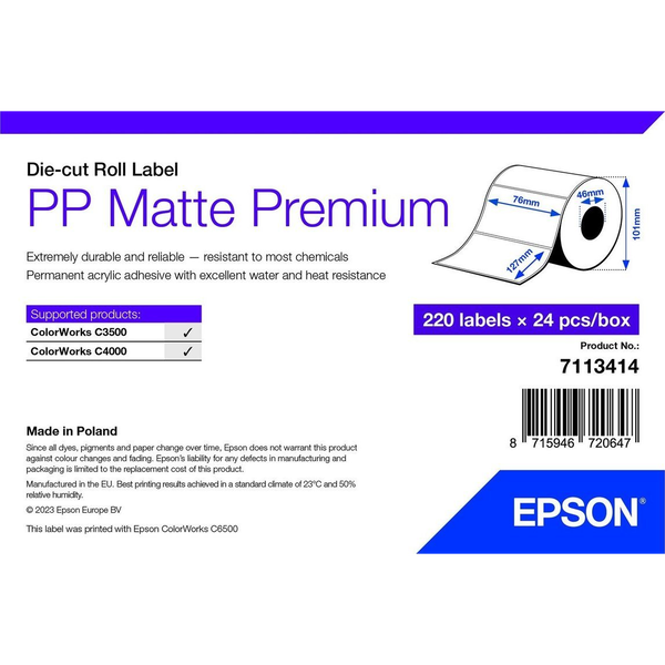Epson 7113414 etichetta per stampante Bianco Etichetta per stampante autoadesiva