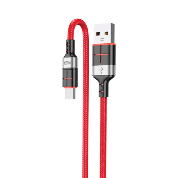 Kakusiga KSC-696 USB-A apa - USB-C apa Adat és töltő kábel 1,2m - Piros