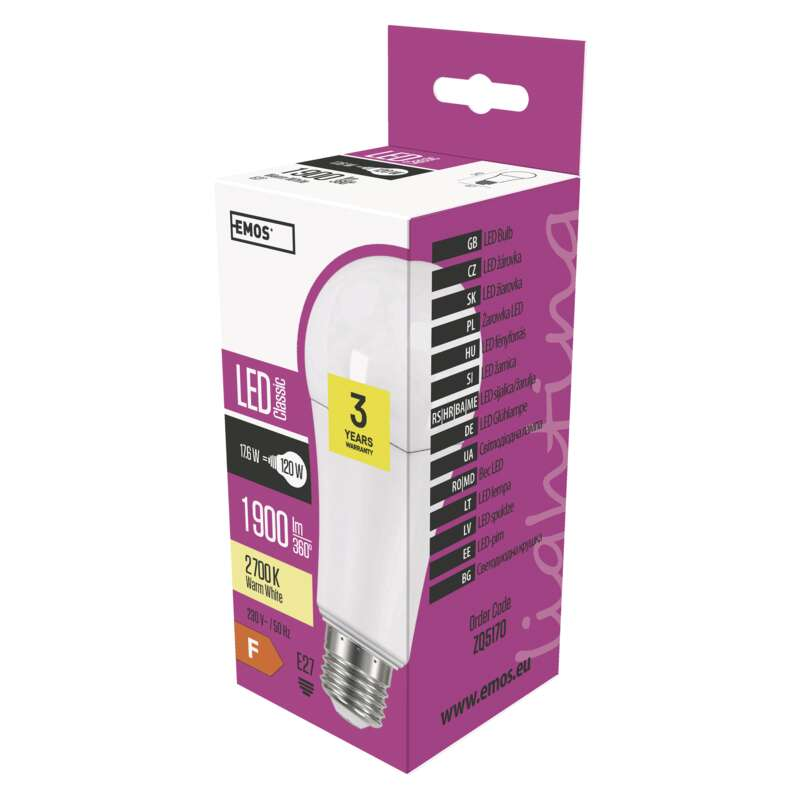 EMOS LED izzó A67 E27 18W 1921lm meleg fehér (DBKF-EMZQ5170)