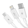 Baseus 3 az 1-ben USB-A --> USB-C/Lightning/Micro USB kábel 0,5 m fehér (P10320105221-01)