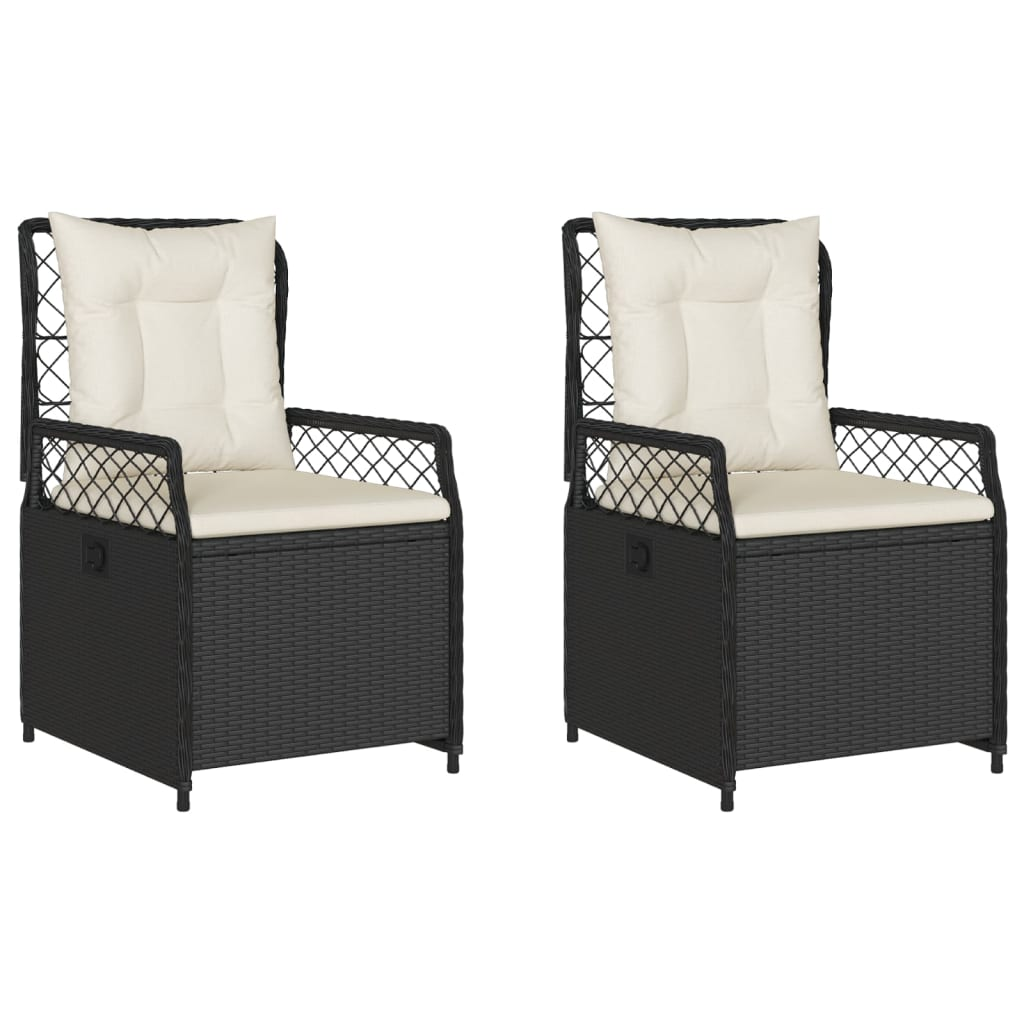 2 db fekete polyrattan dönthető kerti szék (368661)