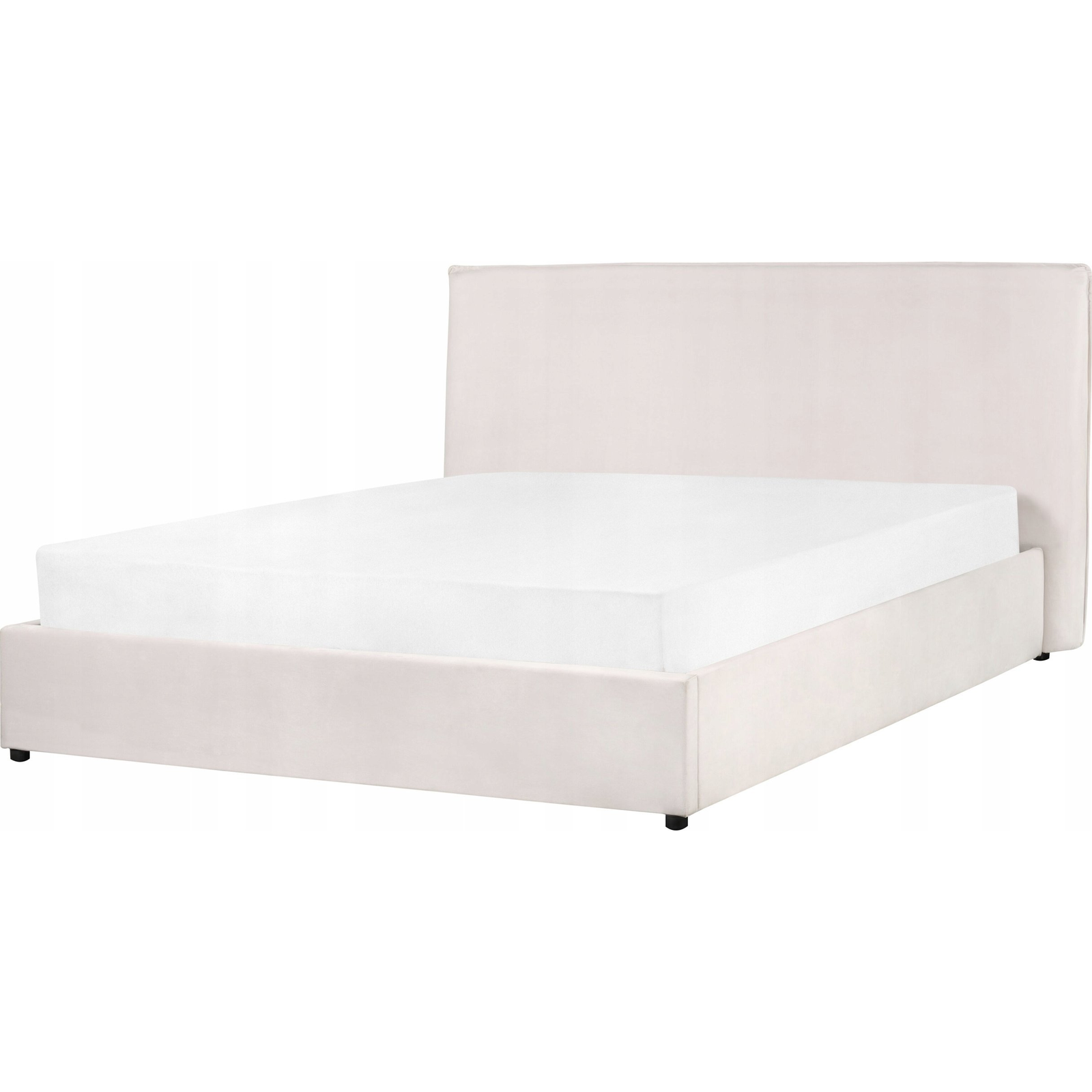 Cama Con Almacenaje De Terciopelo Blanco Crema 160 X 200 Cm Otomana Cabecero Lavaur - Blanco