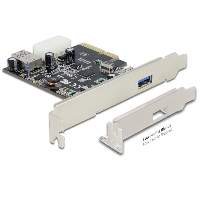 Delock PCI Express x4 kártya > 1 x külső + 1 x belső SuperSpeed USB 10 Gbps (USB 3.1, Gen 2) A típus (89399) (89399)