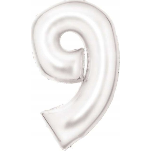 Lustre Szám Fólia Lufi - 9-es, 86 cm, Fehér (9917301)