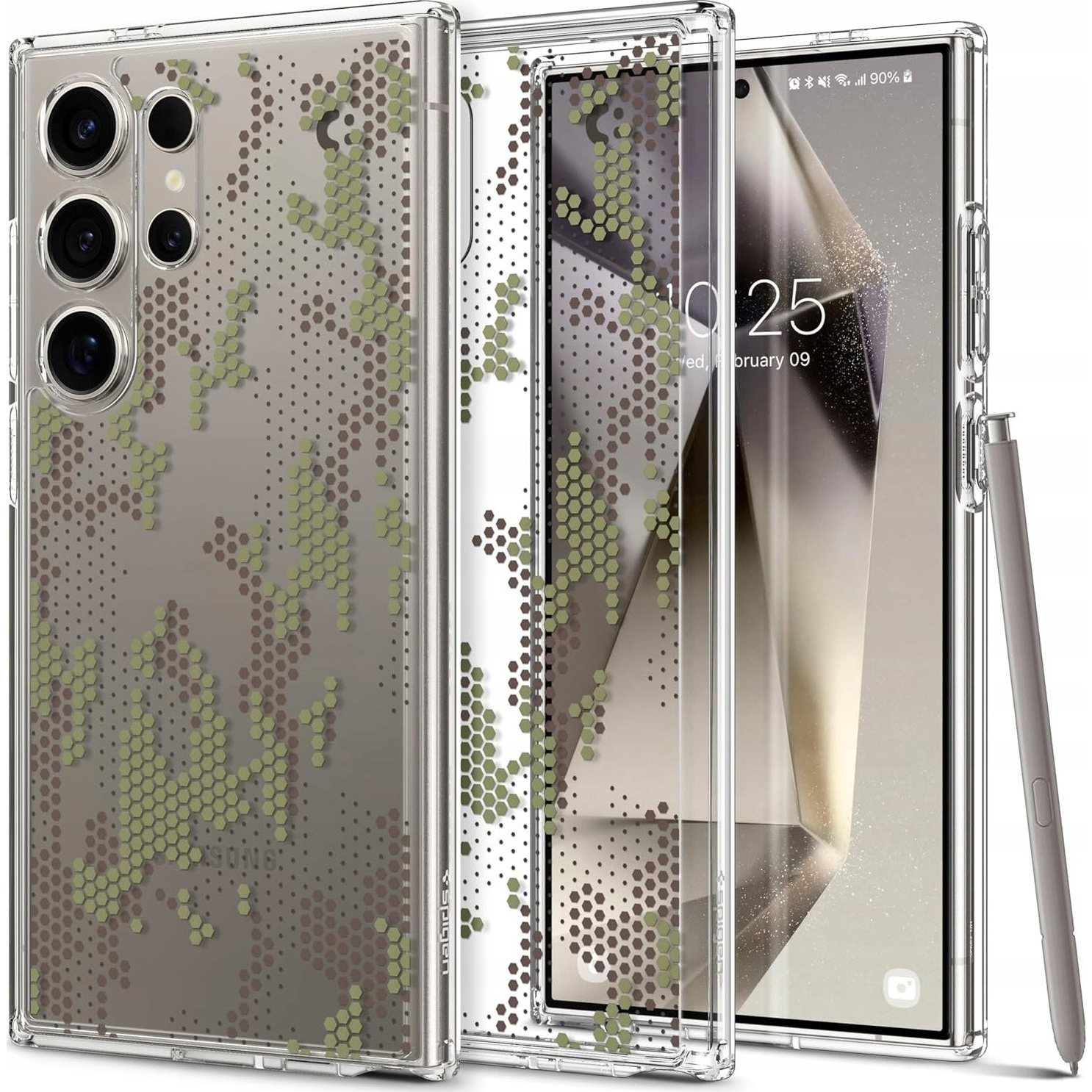 Samsung S24 Ultra Spigen Ultra Hybrid Műanyag Telefonvédő Ütésállóság, Terep Minta, Átlátszó (ACS07547)