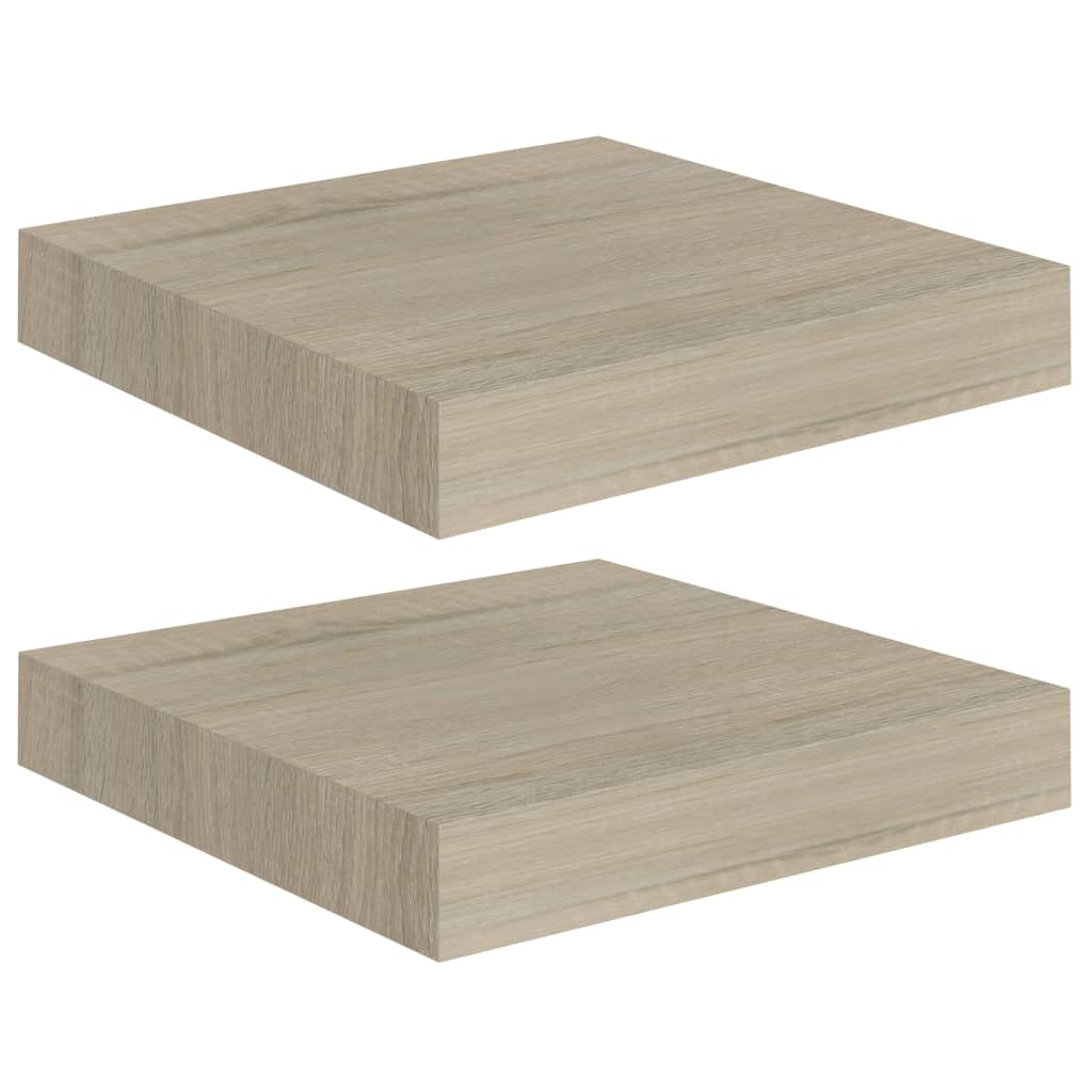 2 db tölgyszínű MDF fali polc 23 x 23,5 x 3,8 cm (323866)