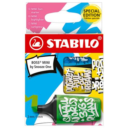 STABILO Szövegkiemelő készlet, 2-5 mm, , "Boss Mini Snooze One", 3 különböző szín (TST070361)