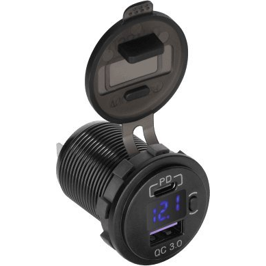 Vtičnica za avto PEIYING vgradna USB+USB Type C, QC, PD 48W