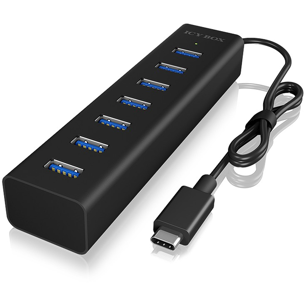 ICY BOX IB-HUB1700-C3 USB 3.2 Gen 1 (3.1 Gen 1) Type-C 5000 Mbit/s Fekete