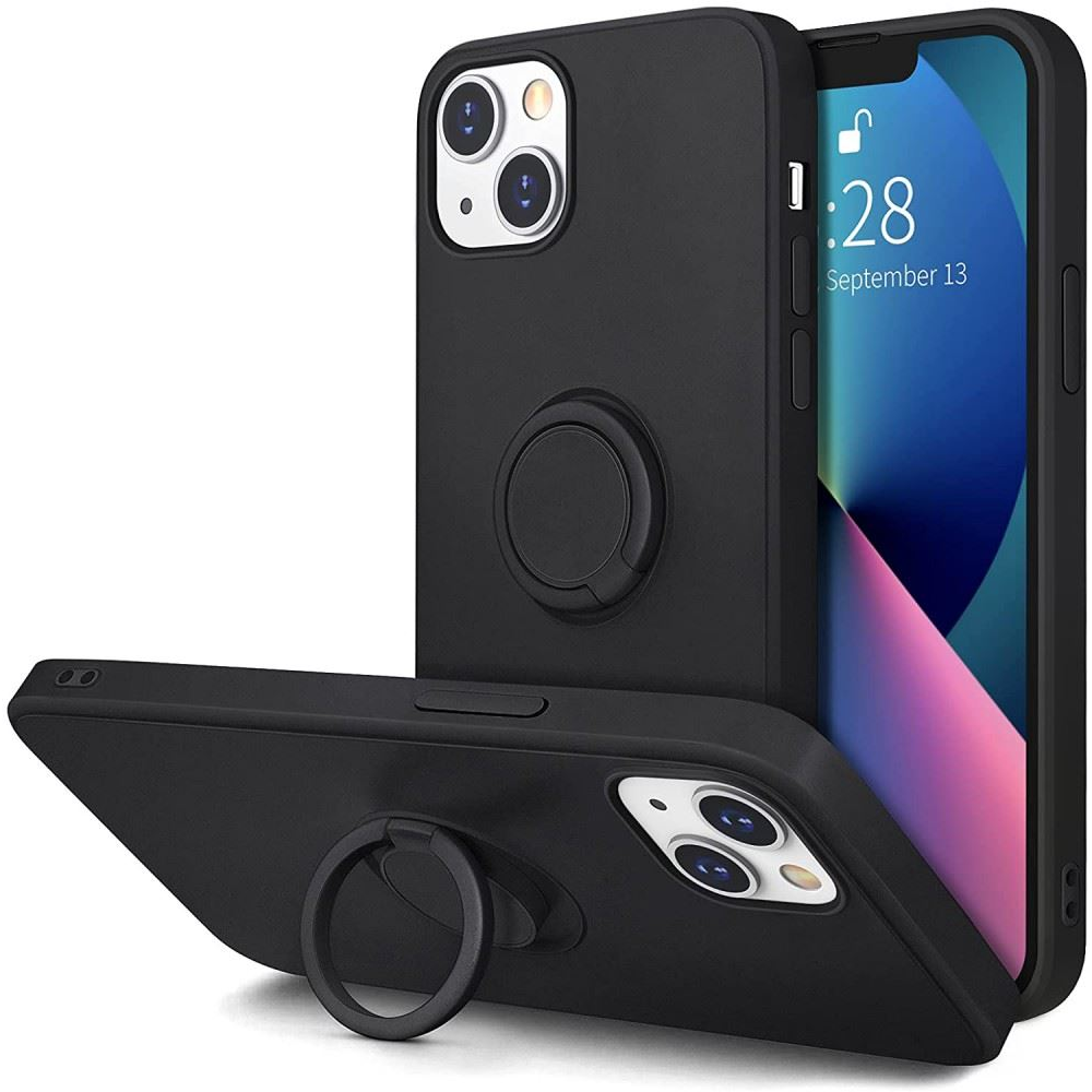 Cellect iPhone 12 Pro Max szilikon tok gyűrűvel fekete (CEL-RING-IPH1267-BK) (CEL-RING-IPH1267-BK)