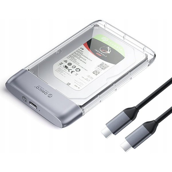 Disková kapsa Orico TX25C3 2,5" HDD/SSD USB-C 5Gb/s - priehľadná