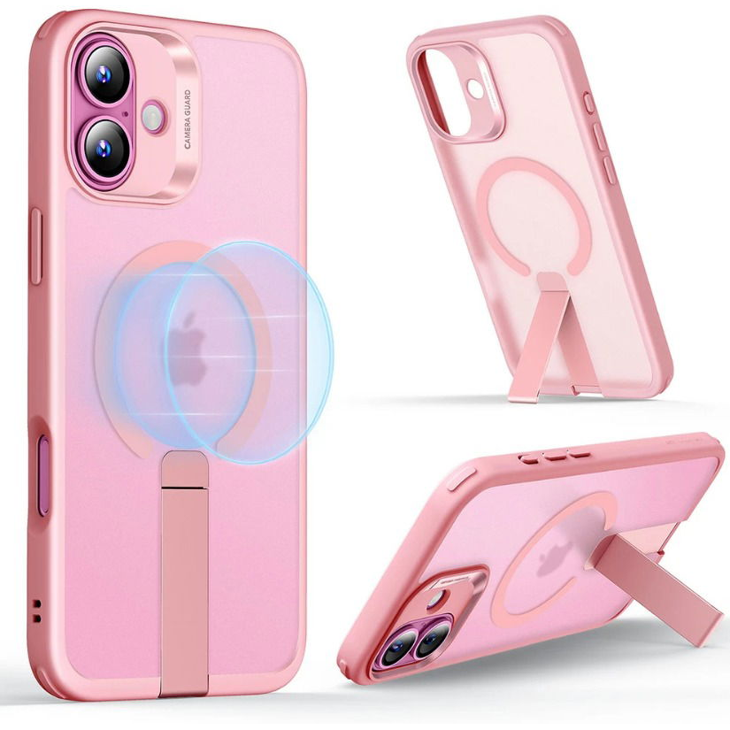 ESR Boost Flickstand Case (HaloLock), Compatible with iPhone 16, Frosted Pink tok (1A7590601)