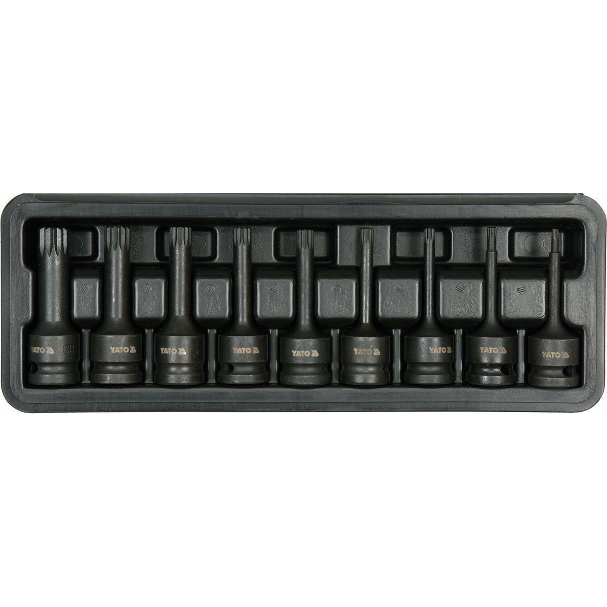 YATO Gépi bit Spline dugókulcs készlet 9 részes 1/2