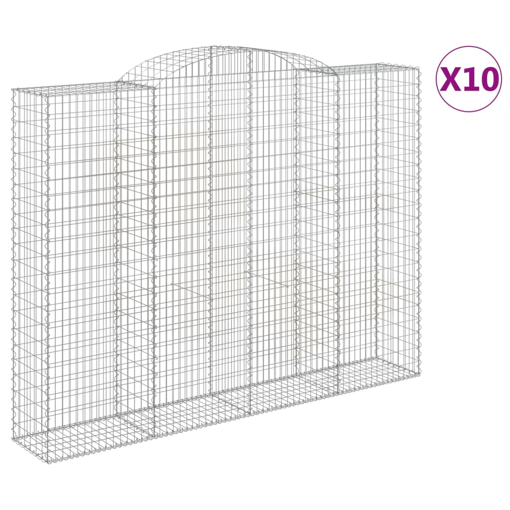 10 db íves horganyzott vas gabion kosár 300x50x220/240 cm (3146817)