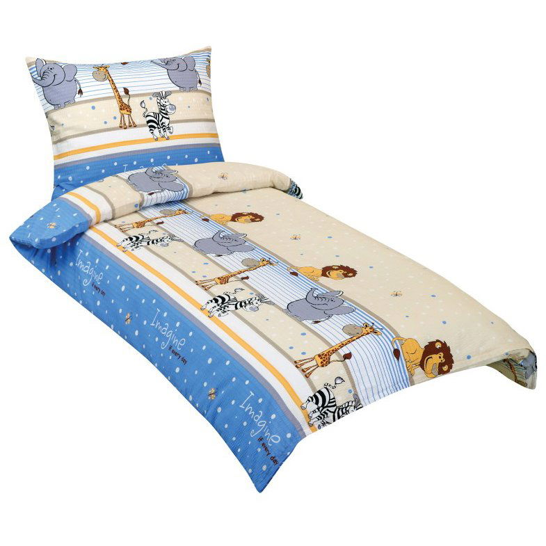 Bellatex 80/036 krepp gyerek ágyneműhuzat, szafari, kék, 140×200 + 70×90 cm (12955)