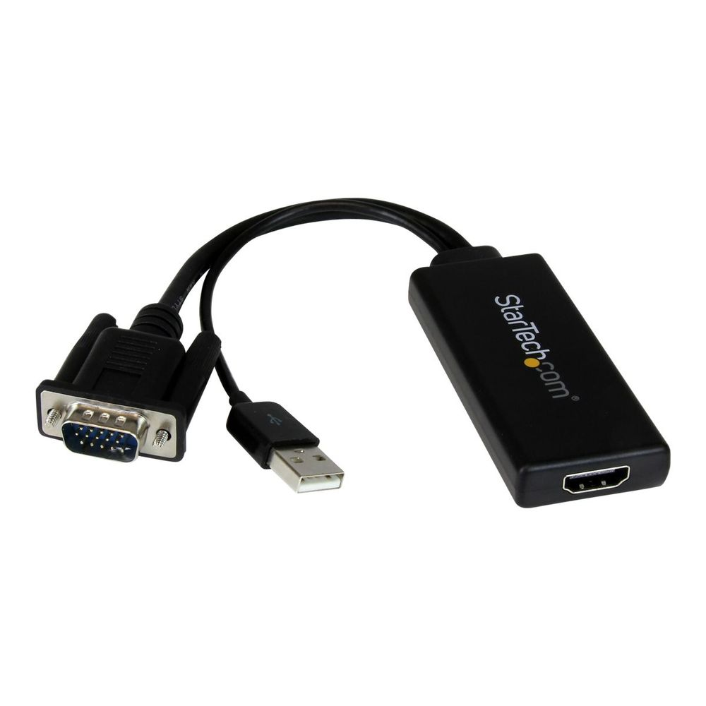 StarTech.com VGA to HDMI Adapter with USB Audio & Power - Portable VGA to HDMI Converter - 1080p - video interface converter - HDMI / VGA / audio / USB - 26 cm (VGA2HDU)