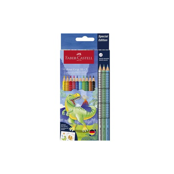 Pastelky Grip 2001 Dinosaurs 13 Farbičky + nálepky Faber-Castell