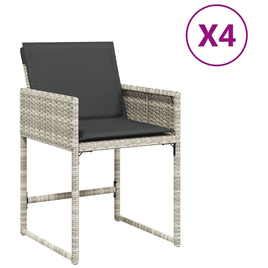 4 db világosszürke polyrattan kerti szék párnával (4007480)