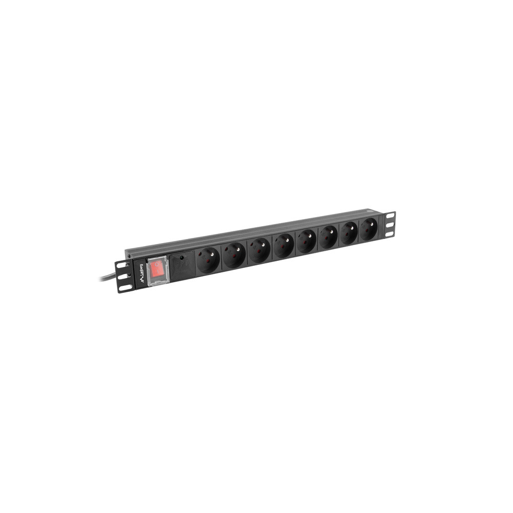 Lanberg PDU-08E-0200-BK túlfeszültség védő elosztó - Fekete (PDU-08E-0200-BK)