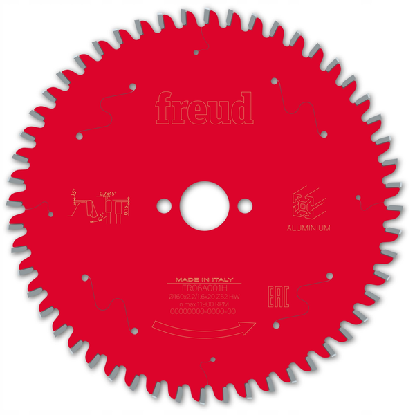 Hoja De Sierra Circular Portátil Freud Con/sin Cable - Ø160 2,2/1,6 Al20 Z52 Tp -5° - F03fs09808 -fr06a001h