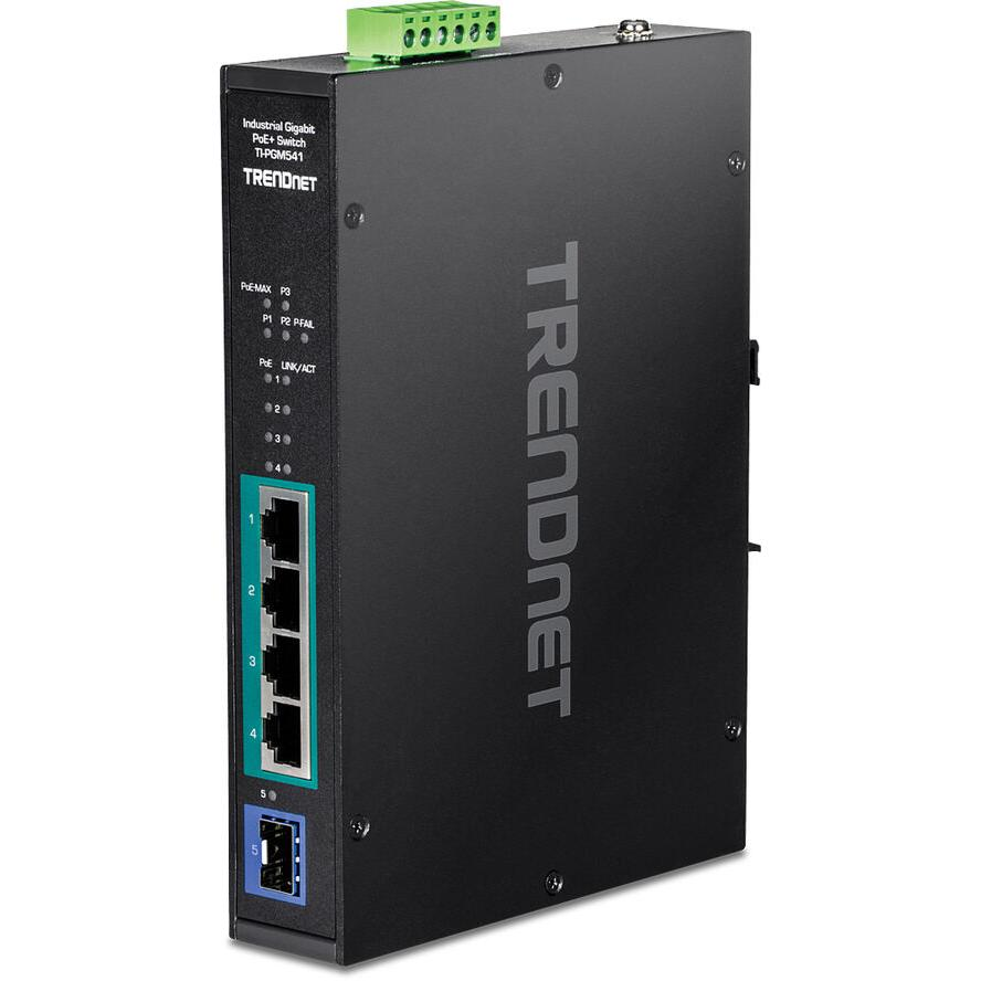 TRENDnet TI-PGM541 DIN-sínes Gigabit PoE+ Switch