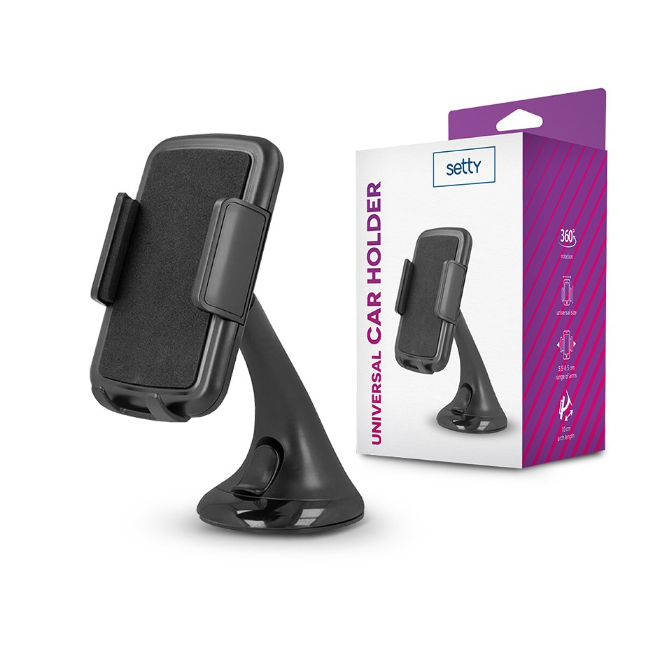Setty univerzális PDA/GSM autós tartó - Setty U16 Universal Car Holder - fekete (TF-0033)