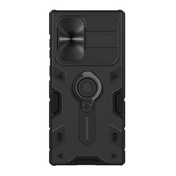 NILLKIN CAMSHIELD ARMOR defender műanyag telefonvédő (szilikon belső, közepesen ütésálló, telefontartó gyűrű) FEKETE [Samsung Galaxy S22 Ultra 5G (SM-S908)] (5996591129389)
