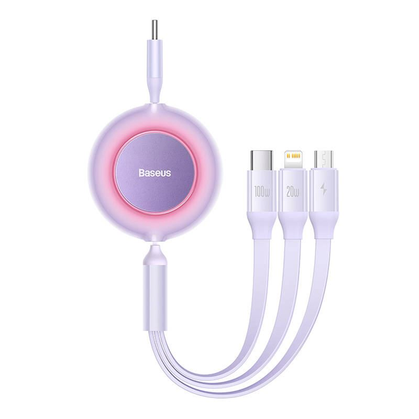 Cablu pentru incarcare si transfer de date 3 in 1 Baseus Bright Mirror 2, USB Type-C - Micro-USB/Lightning/USB Type-C, 3.5A, 1.1m, Mov