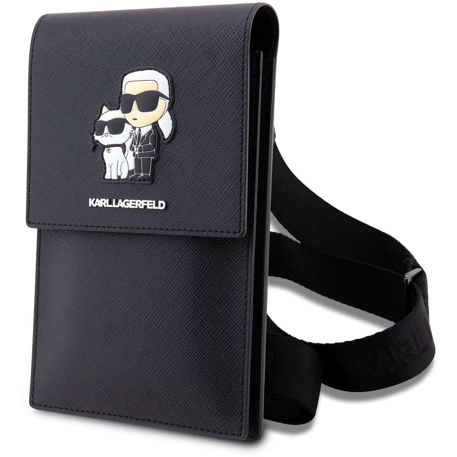 Karl Lagerfeld Saffiano Metal Logo NFT Telefontáska, fekete (KLWBSAKCPMK)
