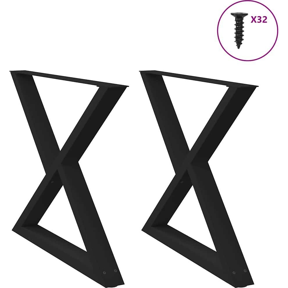 étkezőasztal lábak 2 db Fekete 90x(72-73,3) cm acél (4012732)