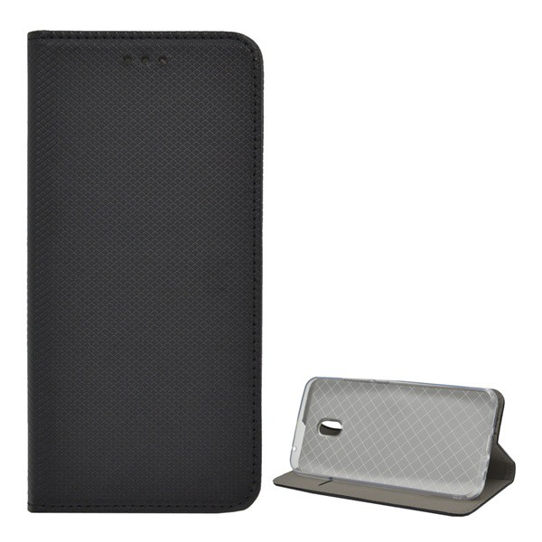 Tok álló, bőr hatású (FLIP, oldalra nyíló, asztali tartó funkció, rombusz minta) FEKETE [Xiaomi Redmi 8A] (5996457919925)