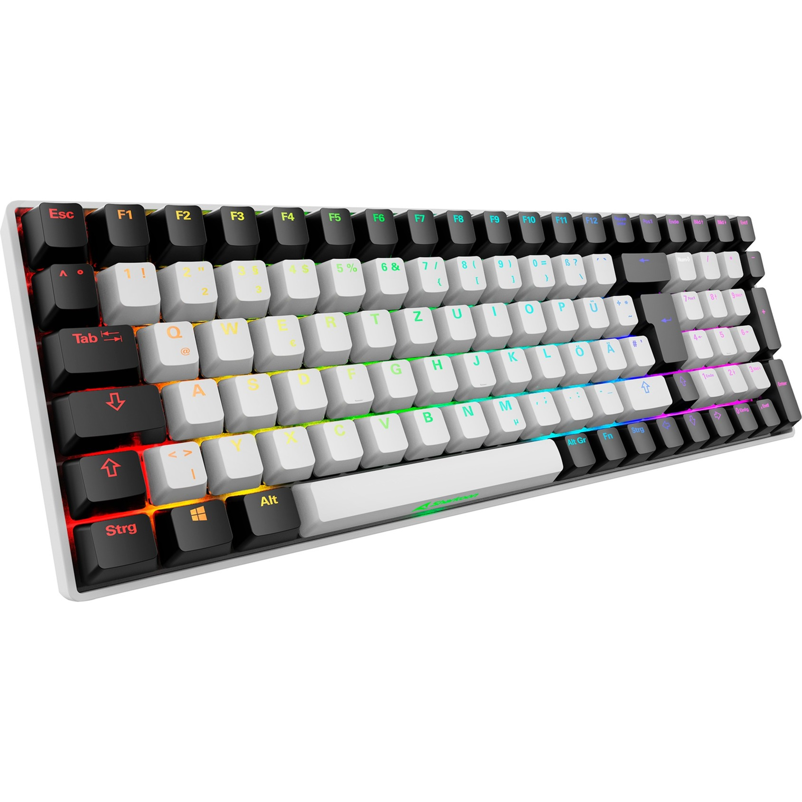 Клавиатура Sharkoon Skiller SGK50 S2, немска подредба, бяло-черна — 4044951040841