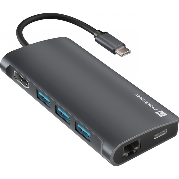 NATEC NMP-2162 dokkoló állomás és port replikátor Vezetékes USB 3.2 Gen 1 (3.1 Gen 1) Type-C Szürke