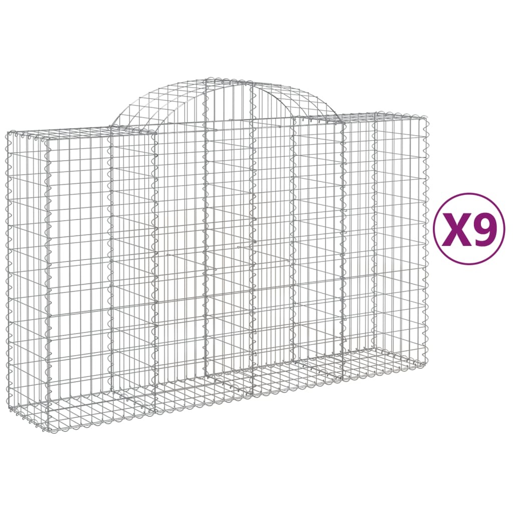 9 db íves horganyzott vas gabion kosár 200x50x120/140 cm (3146348)