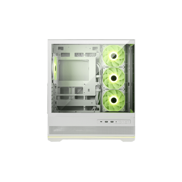 MSI Ház Micro ATX PANO 110R PZ, 4xARGB ventilátor, Tápegység nélkül, üvegfalú, fehér (MAG PANO 110R PZ WHITE)