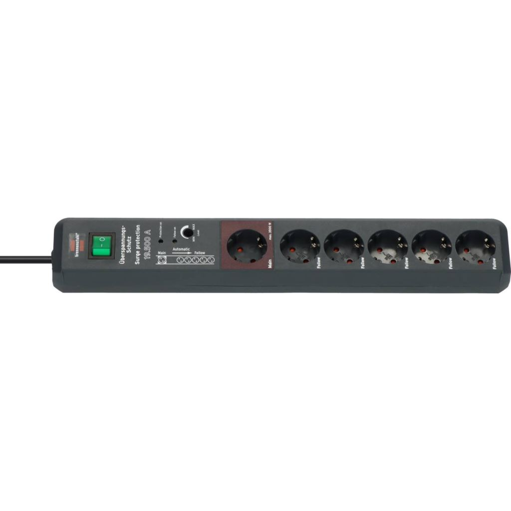 Brennenstuhl 1159490966 Main-Follow elosztó 5 részes Antracit Védőérintkezős3m (b1159490966)