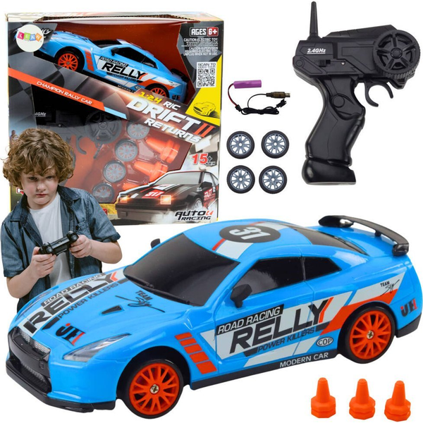 Távirányítású Sportkocsi R/C 1_24 Kék Cserélhető Kerekek