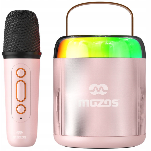 MOZOS MK RÓŻOWY MIKROFON KARAOKE GŁOŚNIK BT