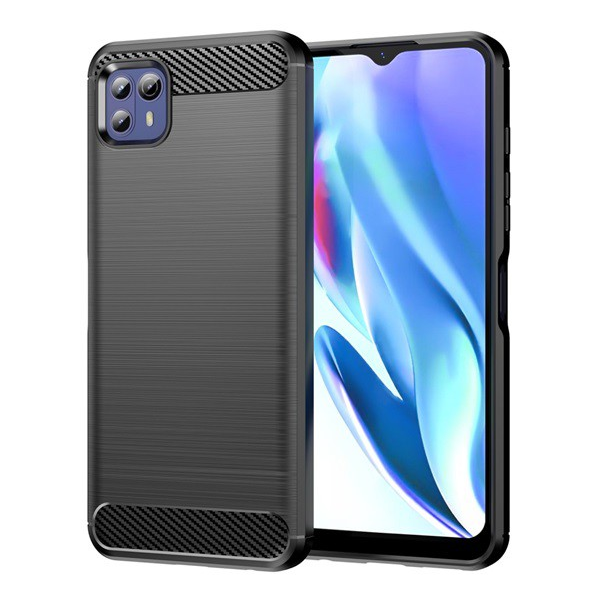 Szilikon telefonvédő (közepesen ütésálló, légpárnás sarok, szálcsiszolt, karbon minta) FEKETE [Motorola Moto G50 (XT2137)] (5996591125732)