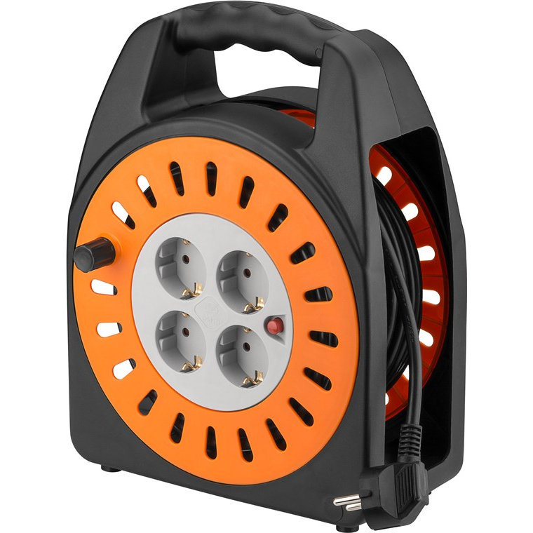 Goobay 71355 Hosszabbító kábeldob 4 aljzatos 25m - Fekete/Narancssárga (71355)