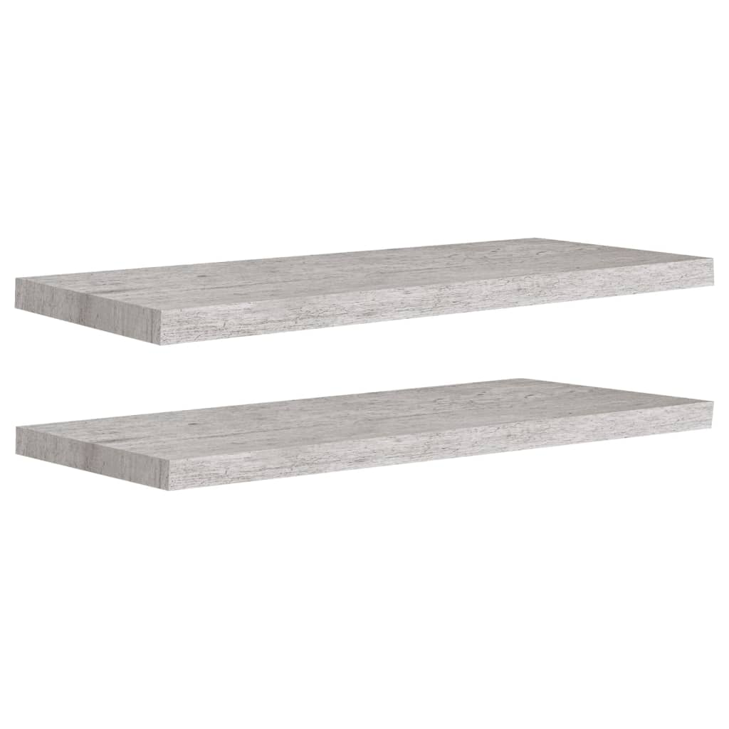 2 db betonszürke MDF lebegő fali polc 80 x 23,5 x 3,8 cm (326601)