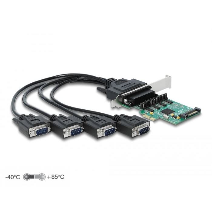 Delock PCI Express x1 kártya > 4 x soros RS-232 tápfeszültséggel (89938) (del89938)