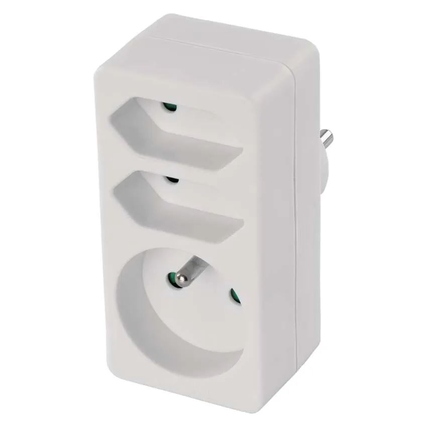 EMOS P0025 elosztó 1 francia aljzat 2 földeletlen aljzat fehér (1905030030) (emos1905030030)